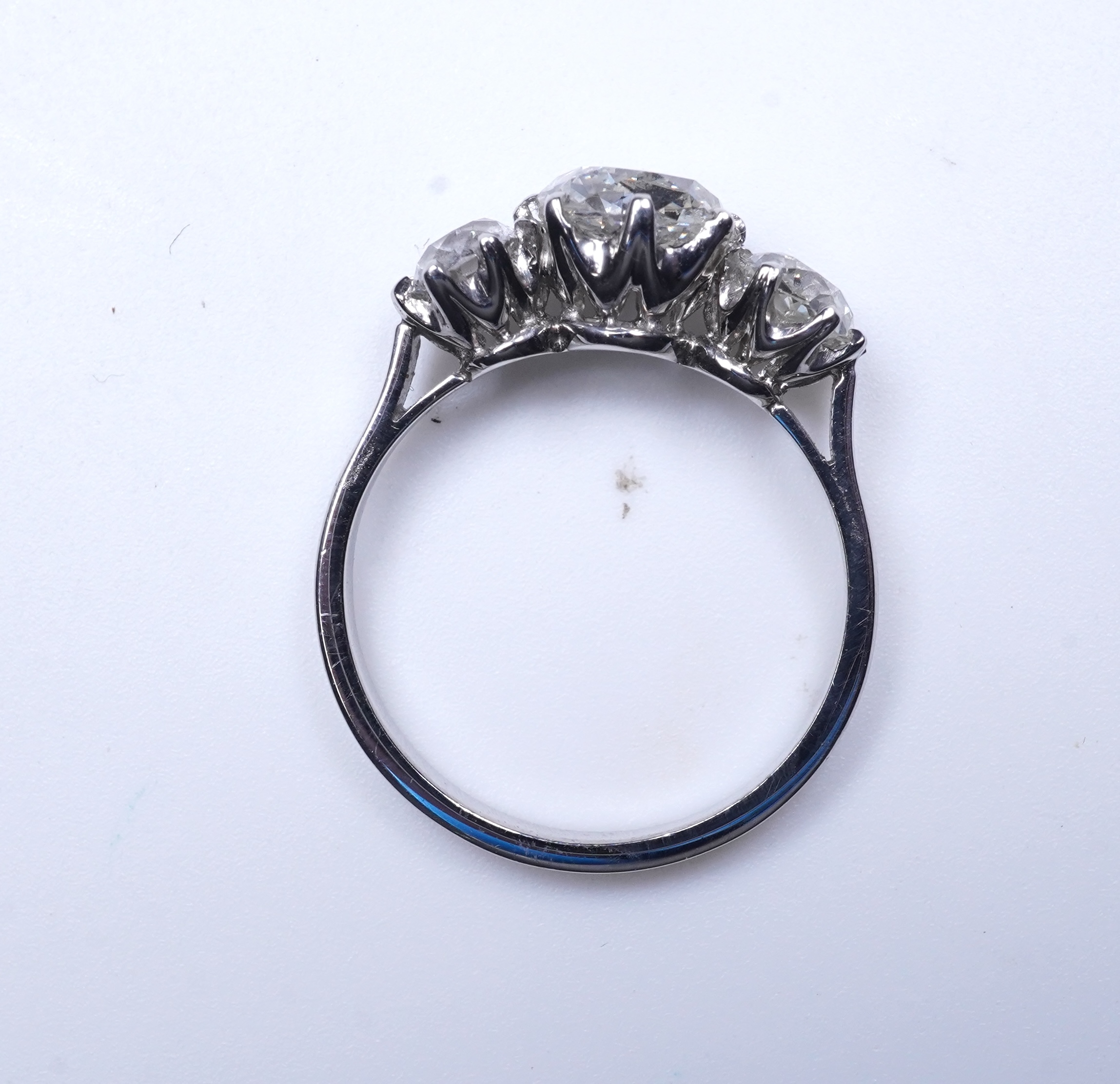 A three-stone diamond ring